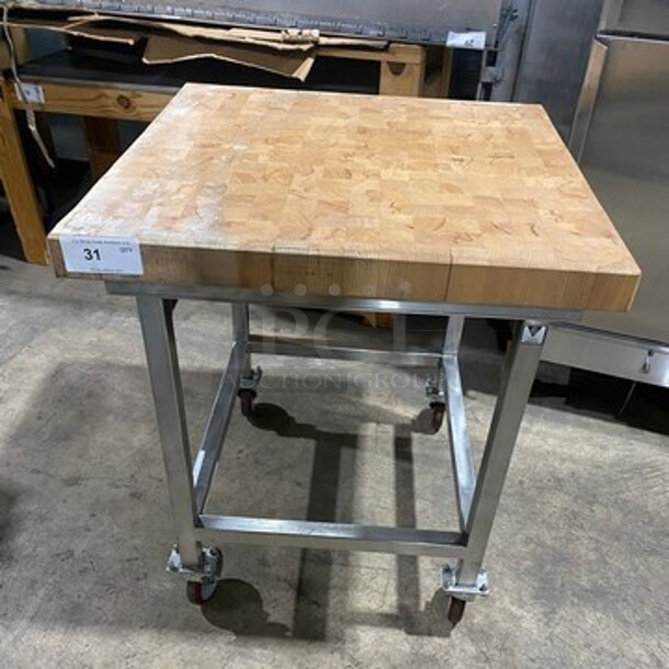 NICE! Butcher Block Never Used Reversable Prep Table! 3