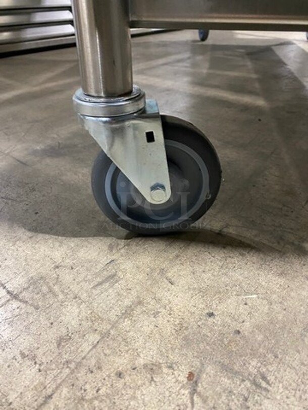 WOW! NEW! NEVER USED! Emi Heavy Duty Heavy Gage Welded Work Top/ Prep Table! With Back Splash! With Storage Space Underneath! Stainless Steel! On Casters! - Image 5 of 8