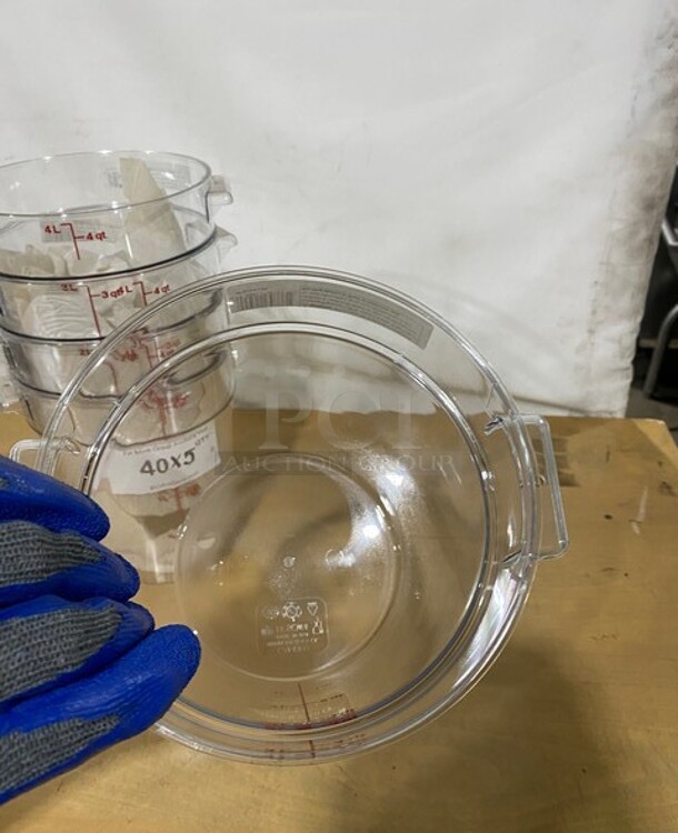 NEW! Cambro 4QT Clear Round Poly Food Storage Container! MODEL RFSCW4 5X Your Bid! - Image 4 of 7