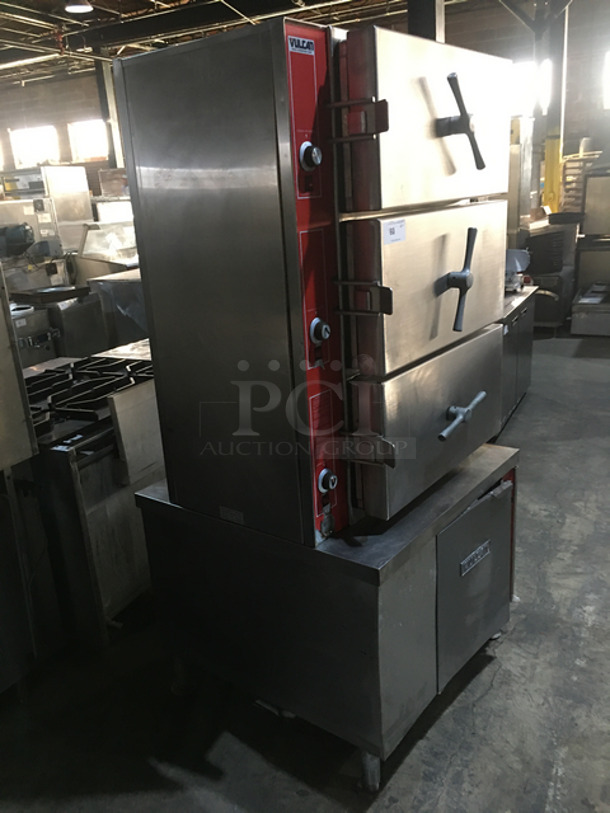 AMAZING! Vulcan Commercial Natural Gas Powered Triple Deck Pressure Steam Cooker! All Stainless Steel! On Legs!  Model: VHL3G SN: 271155958120V 60HZ 1 Phase! - Image 3 of 10