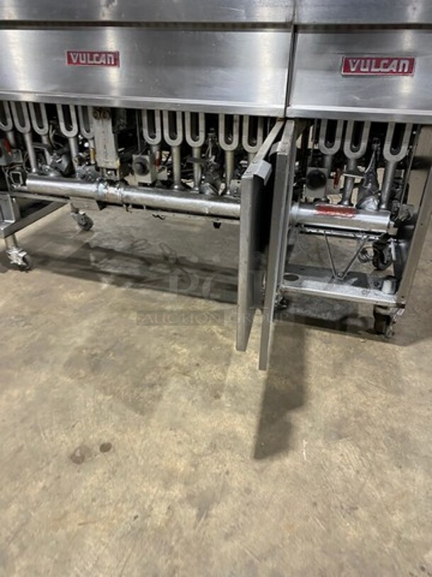 WOW! Vulcan Commercial Natural Gas Powered 3 Bay Deep Fat Fryer! All Stainless Steel! On Casters! Model: 3GR65F SN: 481533671 - Image 7 of 12