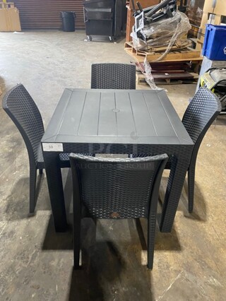 Brand New! Rainbow Arizona Heavy Duty Poly Outdoor Wicker Style Dining Table! With Four Heavy Duty Poly Wicker Style Starlux Dining Chairs! ALL ONE MONEY!
