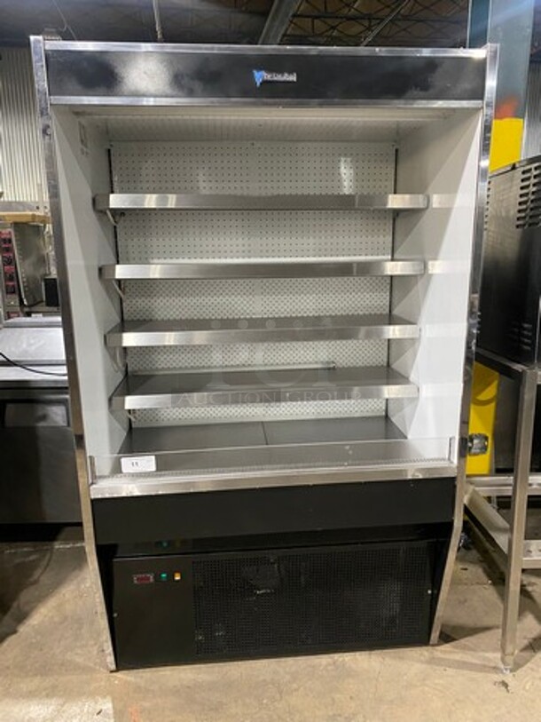 Custom Cool Commercial Refrigerated Open Grab-N-Go Case Merchandiser! With 4 Shelves! All Stainless Steel! - Image 1 of 8
