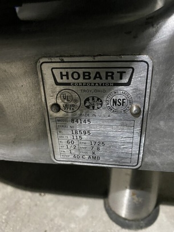 Hobart Counter Top Heavy Duty Buffalo Chopper! Model 84145! Serial 30-182-668! 115V 1 Phase!  - Image 6 of 9