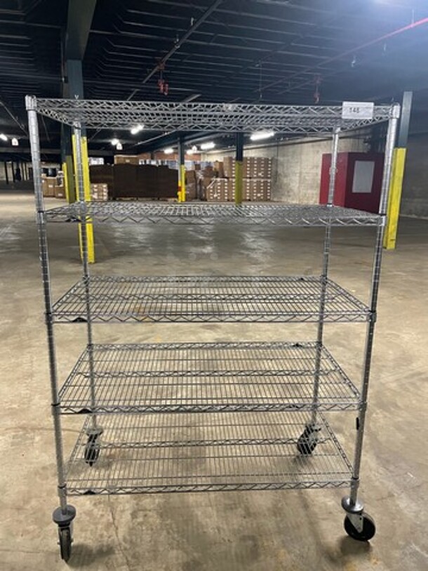 Metro Commercial Metal 5 Tier Shelf! On Casters! BUYER MUST DISMANTLE! PCI CANNOT DISMANTLE FOR SHIPPING! PLEASE CONSIDER FREIGHT CHARGES!