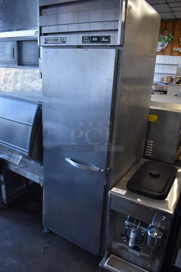 Beverage Air ER24-1AS Stainless Steel Commercial Single Door Reach In Cooler on Commercial Casters. 115 Volts, 1 Phase. 26x33x85. Tested and Working! - Image 1 of 6