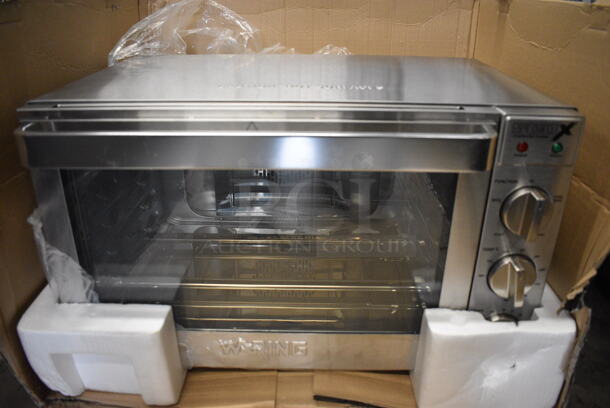 BRAND NEW IN BOX! Waring Model WCO500X Stainless Steel Commercial Countertop Electric Powered Convection Oven. 120 Volts, 1 Phase. 24x21x15