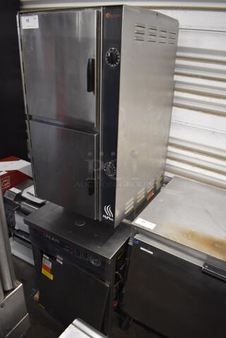 Groen HY-10SG HyPlus Stainless Steel Commercial Natural Gas Powered 2 Deck Steam Cabinet. 24x34x72.5