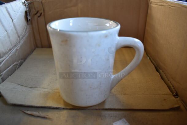 Box of 24 BRAND NEW! Tuxton Emerald TES-017 White Ceramic Mugs. 4.5x3x4