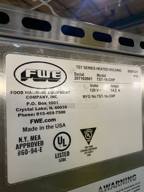 SWEET! FWE Electric Powered Food Warming Cabinet! With Solid Split Door! With Metal Racks! All Stainless Steel! On Casters! Model: TST16CHP SN: 207102601 120V 60HZ 1 Phase - Image 7 of 8