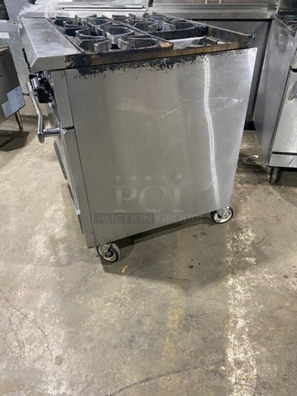 LATE MODEL! 2021 Rocket Cooking Commercial 6 Burner Natural Gas Powered Stove! With Oven Underneath! All Stainless Steel! Model RCPRO36GST Serial 2572612109280384! On Casters! - Image 2 of 12