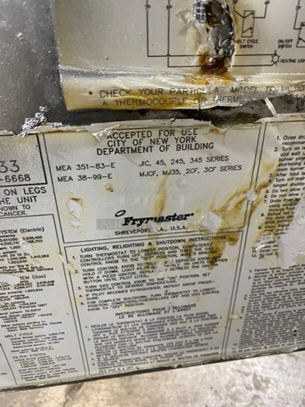 Frymaster Commercial Natural Gas Powered Deep Fat Fryer! With 2 Frying Baskets! With Backsplash! All Stainless Steel! On Casters! - Image 8 of 8