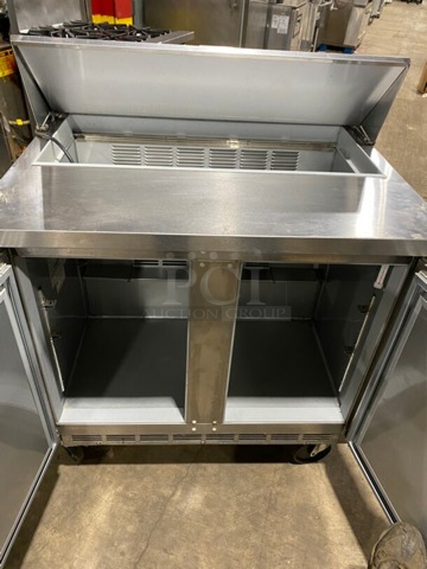 Beverage Air Commercial Refrigerated Sandwich Prep Table! With 2 Door Storage Space Underneath! All Stainless Steel! On Casters! Model: SPE3610 SN: 10211900 115V 60HZ 1 Phase - Image 5 of 9