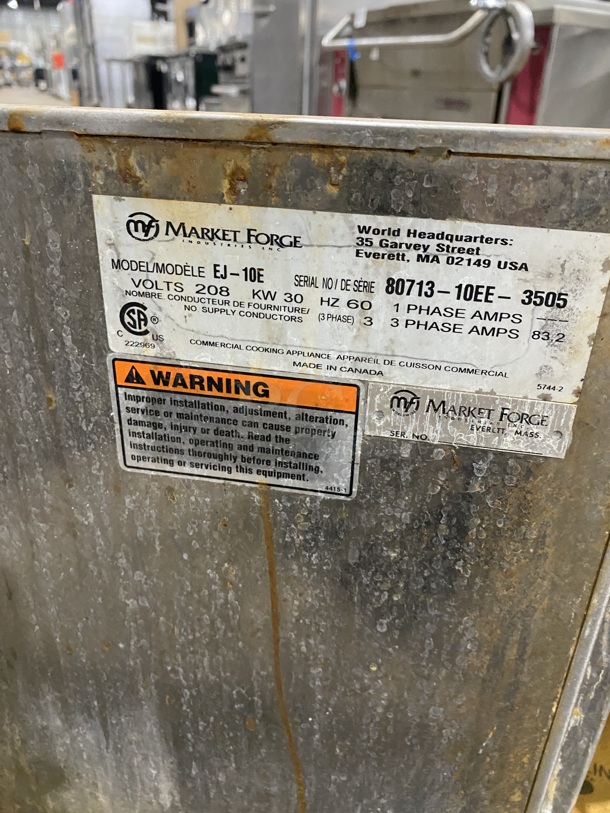 MARKET FORGE Stainless Steel Commercial Natural Gas Powered Double Deck Steam Cabinet! MODEL: EJ-10E SN:80713-10EE-3505 208V! - Image 9 of 11
