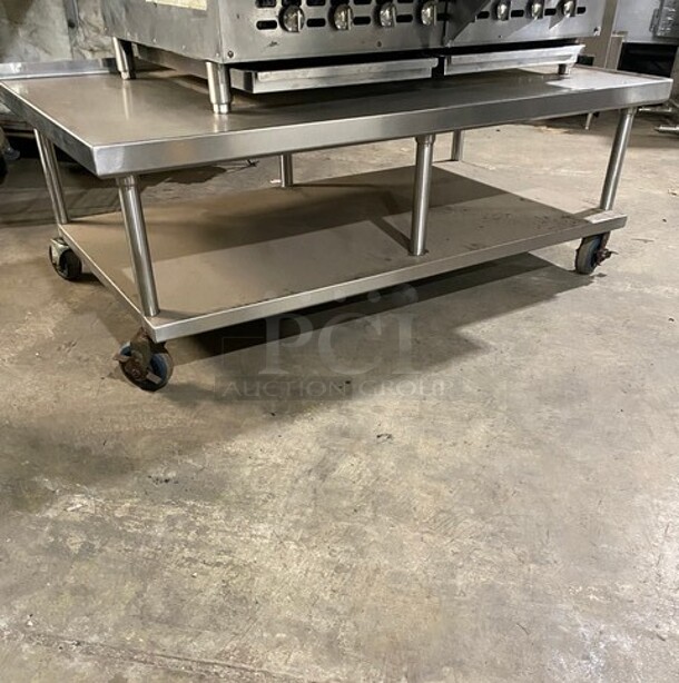Bakers Pride Commercial Countertop Natural Gas Powered 48 Inch Char Broiler Grill! On Commercial 60 Inch Equipment Stand! With Underneath Storage Space! All Stainless Steel! On Casters! Working When Removed! Model XX8 Serial 592381707002! - Image 9 of 10