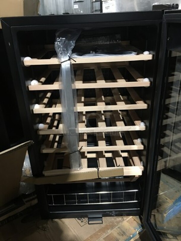 NEW! OUT OF THE BOX! SCRATCH-N-DENT! Whynter Single Door Wine Bottle Cooler/Chiller! With View Through Door! With Wooden Wine Racks! 34 Wine Bottle Capacity! Model: FWC341TS - Image 7 of 8