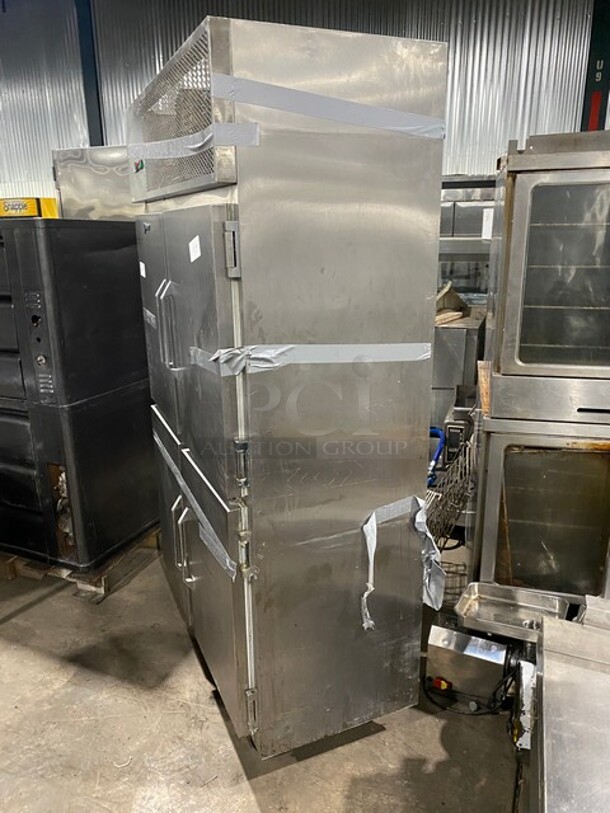 Custom Cool Commercial Split Door Reach In Refrigerator! With Solid Doors! All Stainless Steel! On Casters! - Image 2 of 9