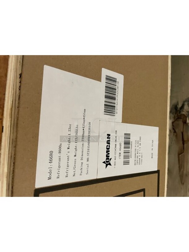 Nice New In the Box Omcan Counter Top Refrigerated Pizza Topping Rail With Full Sneeze Glass Guard! Model 46680! 120v 60hz - Image 3 of 3
