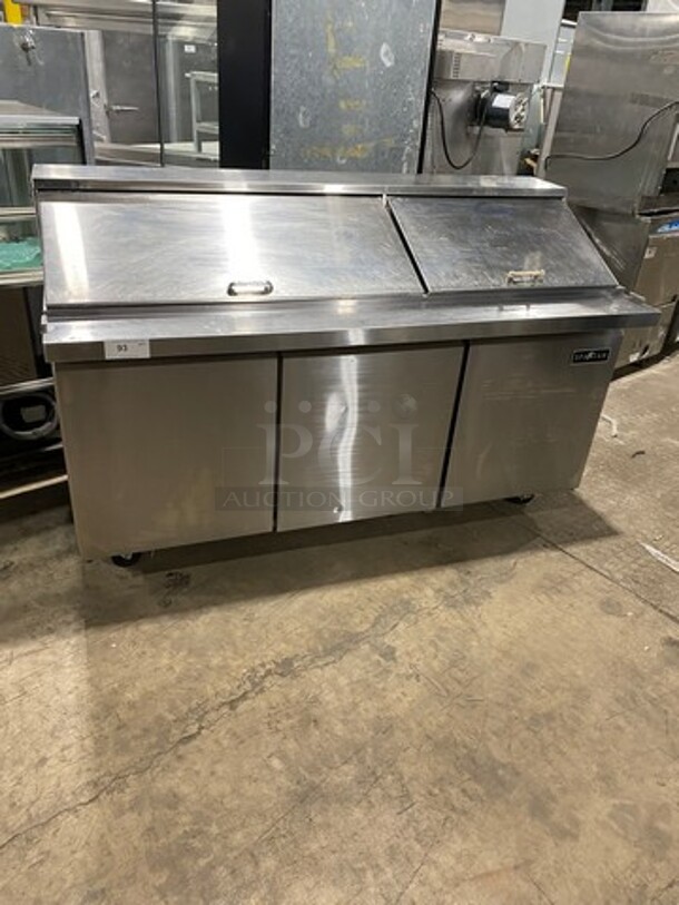 Spartan Commercial Refrigerated Sandwich Prep Table! With 3 Door Storage Space Underneath! Poly Coated Racks! All Stainless Steel! On Casters! Model: SST7230 115V