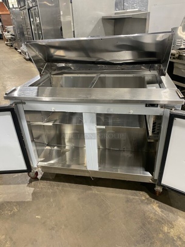 Cool Tech Commercial Refrigerated Sandwich Prep Table! With 2 Door Storage Space Underneath! All Stainless Steel! On Casters! Model: CTR48BMB SN: D025421 120V 60HZ 1 Phase - Image 5 of 9