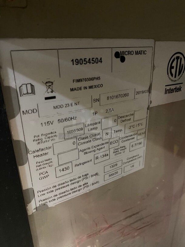 SWEET!  Micro Matic Refrigerated Dual Tap Beer Kegerator! Model MDD23ENT Serial 8101670260! 115V 1 Phase! - Image 7 of 8