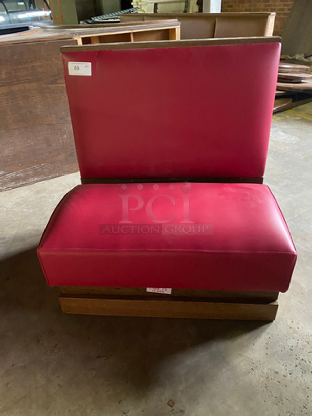 NEW! Single Sided Red Cushioned Booth Seat! With Wooden Outline! Perfect For Up Against The Wall! Can Be Connected To Any Of The Booths Listed!