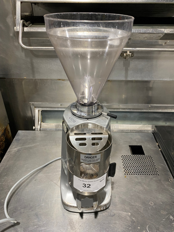 Mazzer Luigi Commercial Countertop Coffee Bean Grinder! Stainless Steel Body! Model: SUPERJOLLYTIMER SN: 1228098 120V 60HZ 1 Phase
