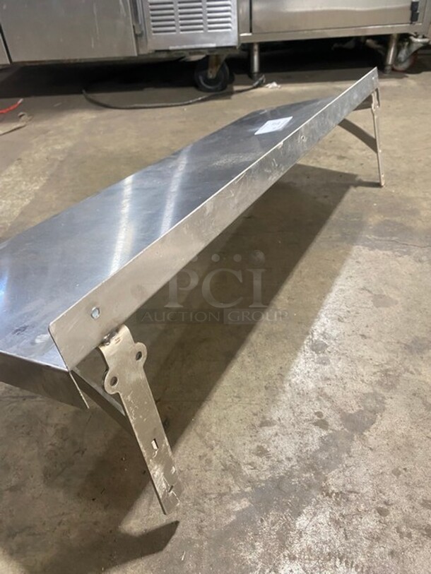 All Stainless Steel! Wall Mounted Commercial Shelf With Backsplash! - Image 3 of 4