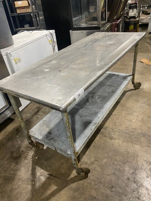 Solid Stainless Steel Work Top/ Prep Table! With Storage Space Underneath! On Casters! - Image 2 of 6