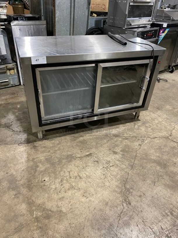 Commercial 2 Sliding Door Back Bar Cooler! With View Through Doors! Metal Rack! Remote Compressor! All Stainless Steel! On Legs!