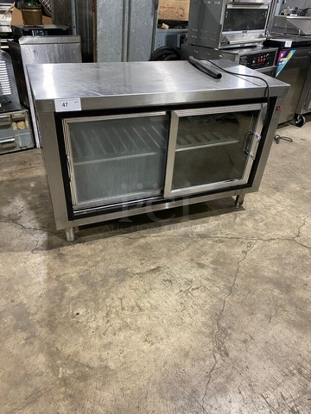 Commercial 2 Sliding Door Back Bar Cooler! With View Through Doors! Metal Rack! Remote Compressor! All Stainless Steel! On Legs! - Image 1 of 9