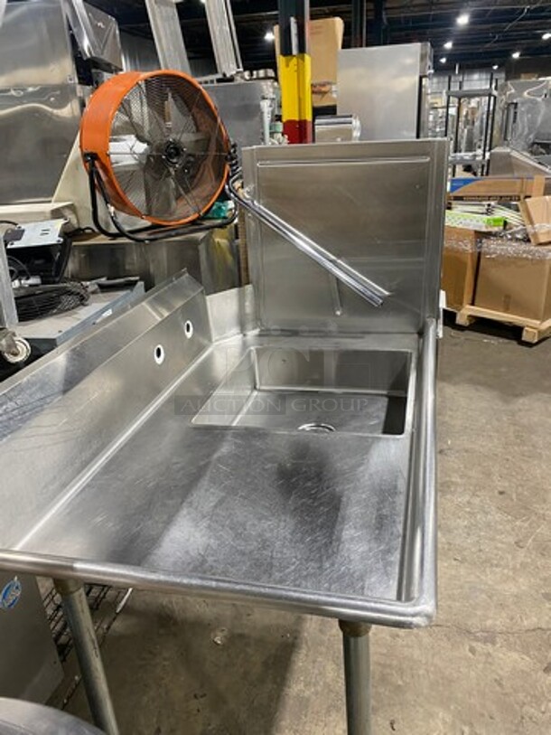 WOW! Hobart Commercial Pass-Through Dishwasher! All Stainless Steel! On Legs! With Left And Right Side Dish Washing Table! With Back Splash! On Legs! Model: AM12 SN: 12045138 200/240V 60HZ 1 Phase! Measurements Are With Tables In Place!  - Image 4 of 11