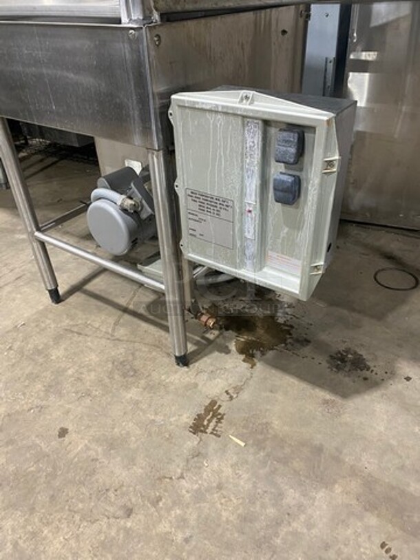 WOW! Hobart Commercial Pass-Through Dishwasher! All Stainless Steel! On Legs! With Left And Right Side Dish Washing Table! With Back Splash! On Legs! Model: AM12 SN: 12045138 200/240V 60HZ 1 Phase! Measurements Are With Tables In Place!  - Image 7 of 11