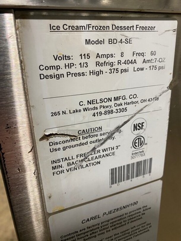 Nelson Commercial 2 Door Ice Cream Freezer/ Dipping Cabinet! All Stainless Steel! Model: BD4SE 115V - Image 5 of 7