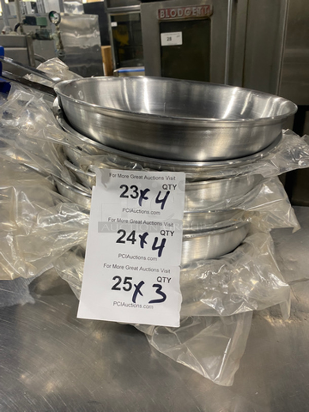 NEW! Winco Commercial Stainless Steel 12" Frying Pans! With Kool Touch Handles! 4x Your Bid! - Image 1 of 5