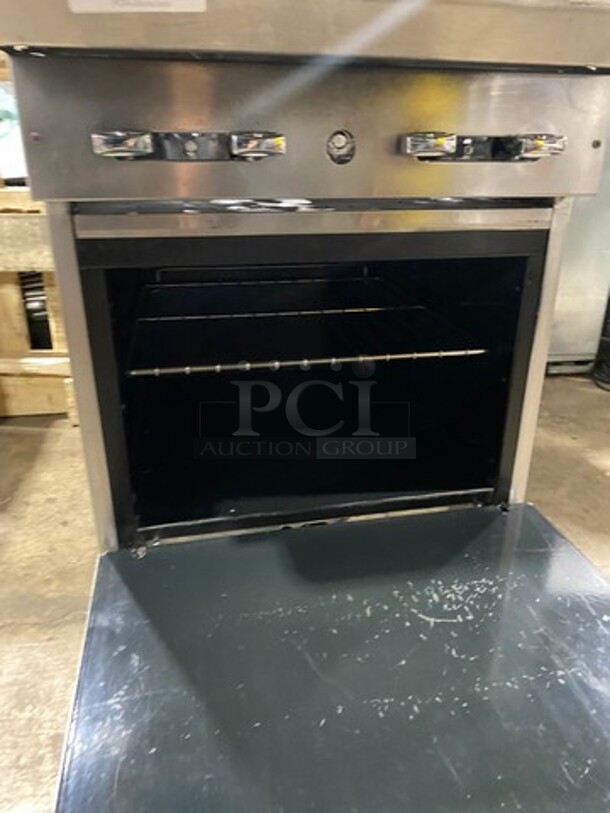 American Range Commercial Natural Gas Powered 4 Burner Stove! With Raised Back Splash And Salamander Shelf! With Oven Underneath! All Stainless Steel! On Legs! - Image 7 of 9