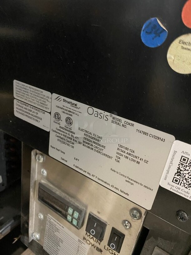 Structural Concepts Commercial Refrigerated Open Grab-N-Go Showcase Merchandiser! 120V 1 Phase! On Legs! Model: CO43R SN: 1147995 CV329143! - Image 8 of 9