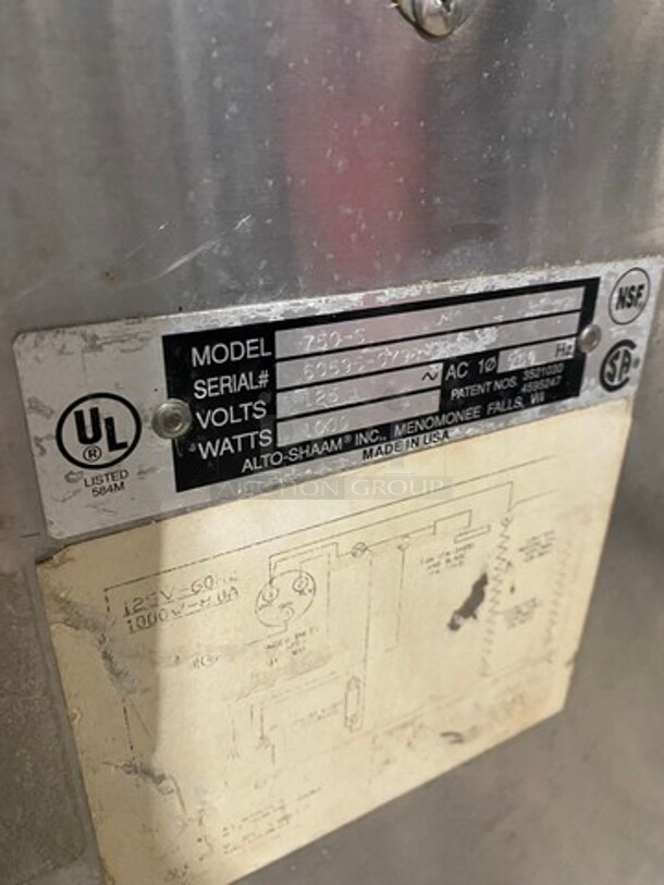 Alto Shaam Commercial Undercounter Heated Holding Cabinet! All Stainless Steel! On Casters! Model: 750S SN: 605950798 125V 60HZ 1 Phase - Image 7 of 7