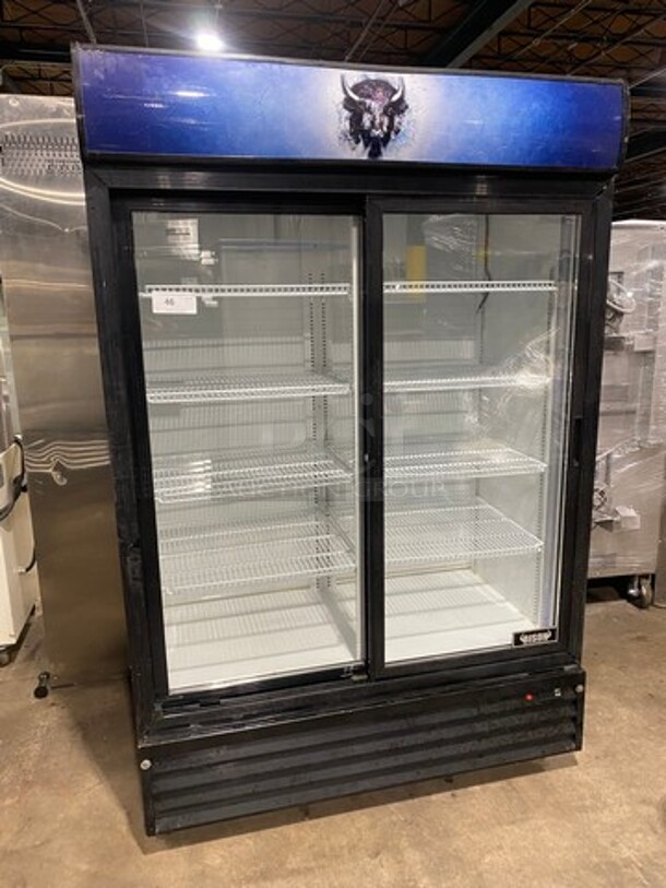 Bison Commercial 2 Door Reach In Cooler Merchandiser! With View Through Doors! With Poly Coated Racks! Model BGM49SD Serial 1400WAB20170210003! 115V!