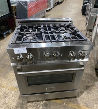 2020 Zline Commercial Gas Powered 4 Burner Stove! With Oven Underneath! Stainless Steel! On Legs! MODEL RG30 SN:V20071176060