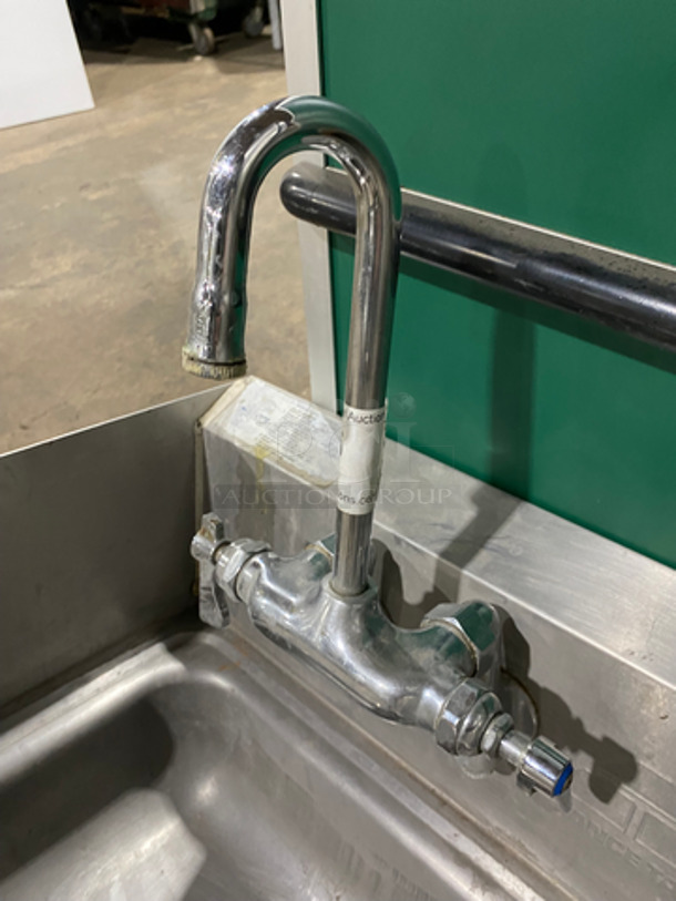 Commercial Stainless Steel Hand Sink! With Back And Side Splashes! With Faucet And Handles! - Image 5 of 7