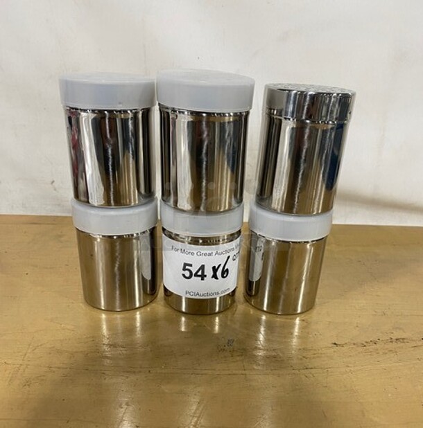 Stainless Steel Salt And Pepper Shakers With Handle And Lids! 6x Your Bid! - Image 1 of 7