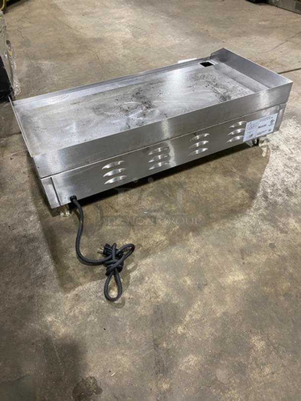 Eurodib Commercial Countertop Electric Powered Flat Griddle! With Back And Side Splashes! All Stainless Steel! On Small Legs! Model: SFE04910240 240V 60HZ - Image 4 of 8