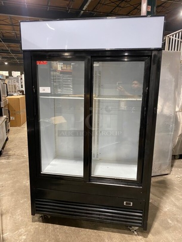 L & J Commercial 2 Door Reach In Cooler Merchandiser! With View Through Doors! Poly Coated Racks! Model: JDM40SD 115V 60HZ 1 Phase