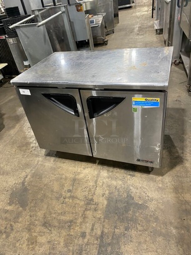 Turbo Air Commercial 2 Door Lowboy/Worktop Freezer! All Stainless Steel! On Casters! Model: TUF48SD 115V 60HZ SN: UC4F711007 115V 60HZ 1 Phase
