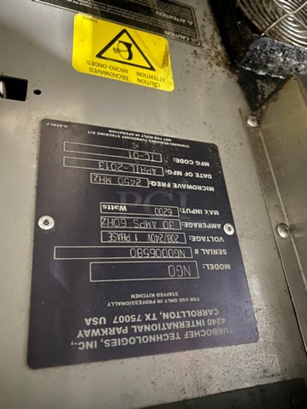 2013 Turbo Chef Commercial Countertop Rapid Cook Oven! On Small Legs! Model: NGO SN: NGOD06580 208/240V 60HZ 1 Phase - Image 5 of 8