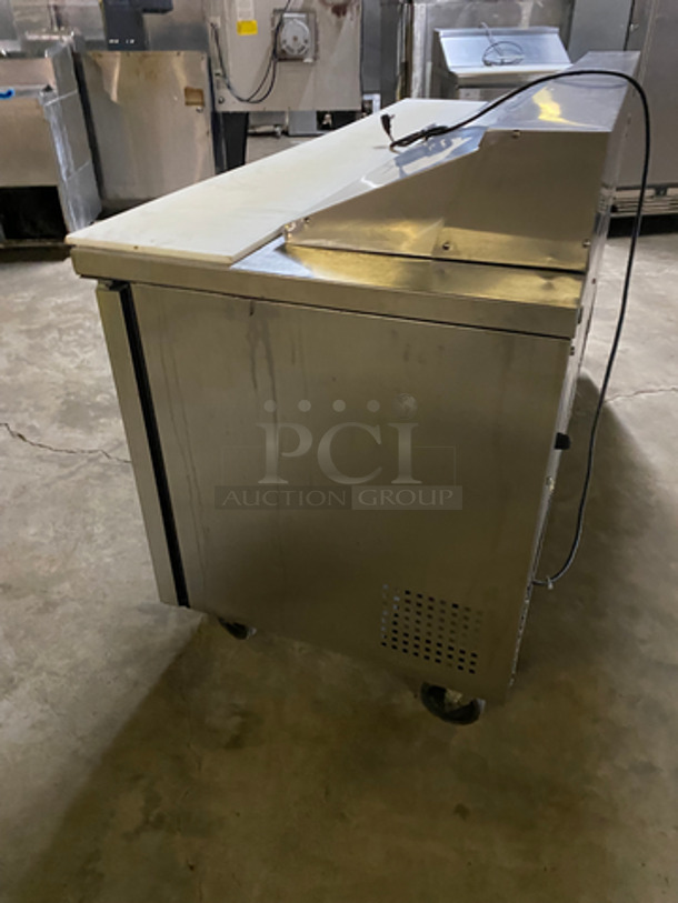 True Commercial Refrigerated 3 Door Sandwich Prep Table! With Commercial Cutting Board! All Stainless Steel! On Casters! Model: TSSU7218 SN: 7857211 115V 60HZ 1 Phase - Image 3 of 10