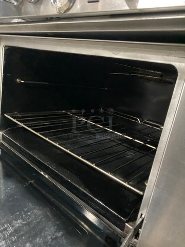WOW! Late Model! Southbend Commercial Natural Gas Powered 6 Burner Stove! With Raised Back Splash And Salamander Shelf! With Oven Underneath! All Stainless Steel! On Legs! Model: S36D SN: 14L05400! Working When Removed! - Image 7 of 9