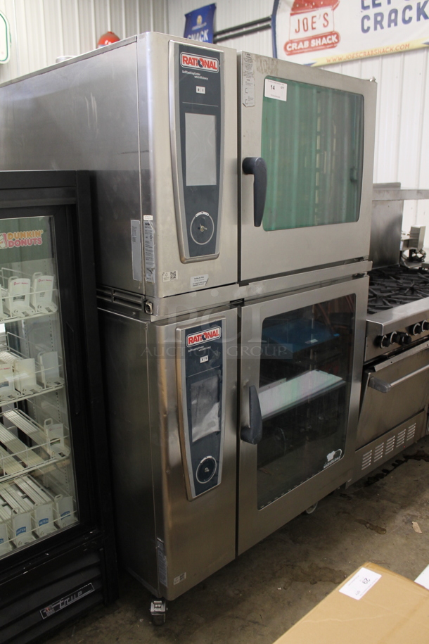 2 2013 Rational Stainless Steel Commercial Combitherm Self Cooking Center Convection Ovens on Commercial Casters. Top Model: SCC WE 62. Bottom Model: SCC WE 102. 480 Volts, 3 Phase. 2 Times Your Bid!
