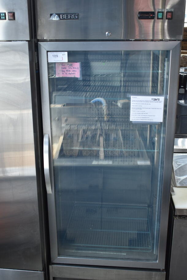 Berg BRF-1D-GSS Stainless Steel Commercial Single Door Reach In Cooler Merchandiser. 115 Volts, 1 Phase. Tested and Working!